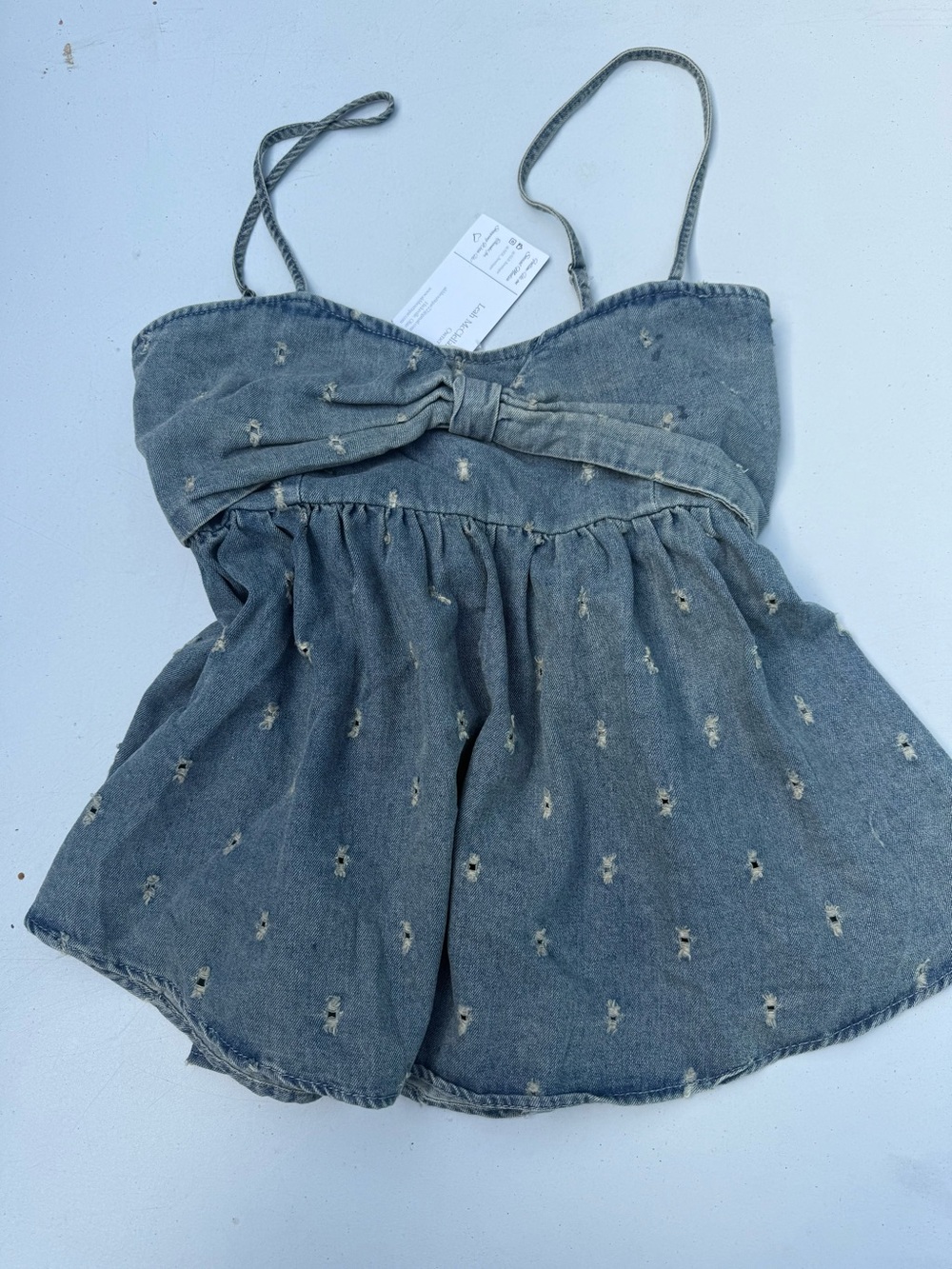ADORA Light Blue Denim Top with Ruched Back